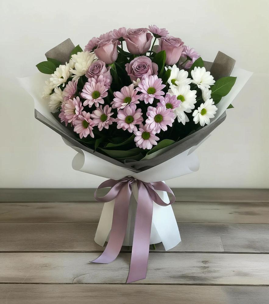 Букет цветов из: Хризантемы и Розы в Лесколово