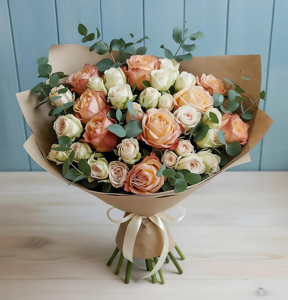 Букет цветов из: Альстромерии и Розы в Лесколово