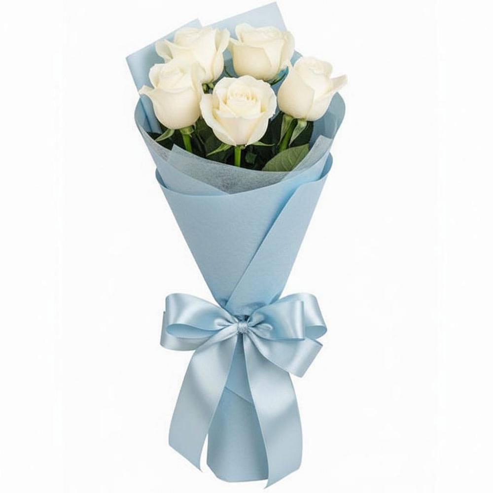 Букет 5 Белых роз Проуд в Лесколово