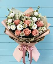 Букет цветов из:  Розы, Альстромерии и Лизиантусы #REPLACE_PRED# Лесколово