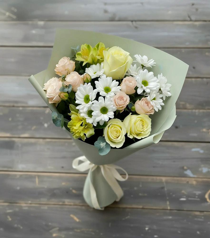 Букет цветов из: Альстромерии, Розы и Хризантемы в Лесколово