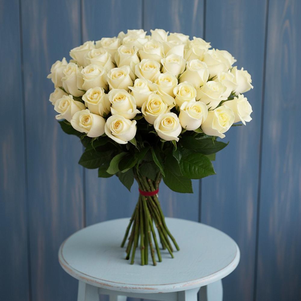 Букет 51 Белая роза Эдлесс Лав в Лесколово