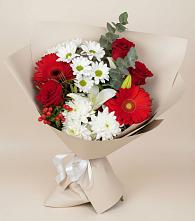 Букет цветов из:  Розы, Хризантемы, Герберы и Лилии в Лесколово