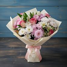 Букет цветов из:  Хризантемы, Альстромерии и Розы в Лесколово