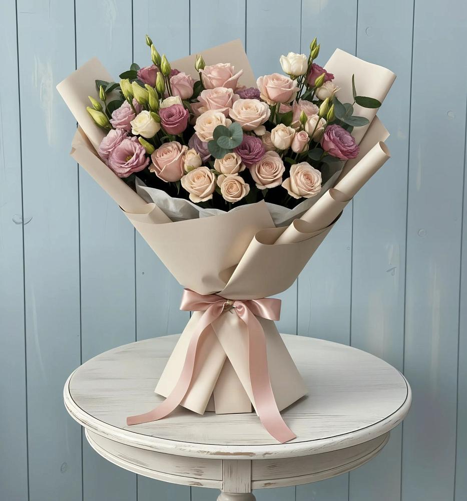 Букет цветов из: Розы и Лизиантусы в Лесколово