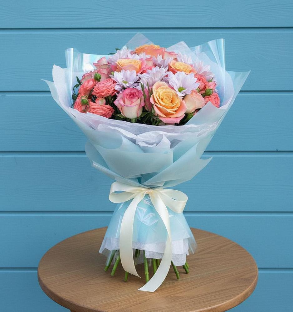 Букет цветов из: Хризантемы и Розы в Лесколово