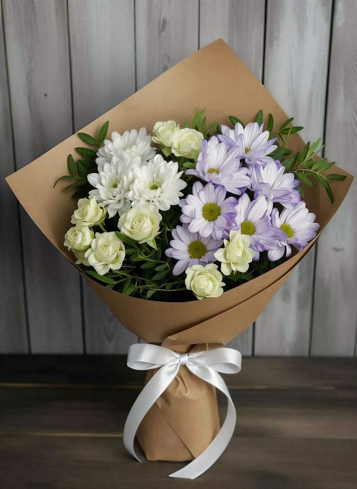 Букет цветов из: Хризантемы и Розы в Лесколово