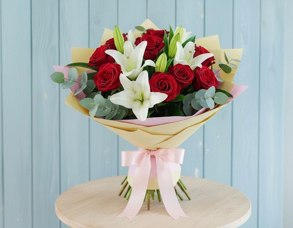 Букет цветов из: Лилии и Розы в Лесколово