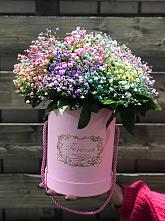 Цветочная композиция из Гипсофила и Розы в шляпной коробке #REPLACE_PRED# Лесколово